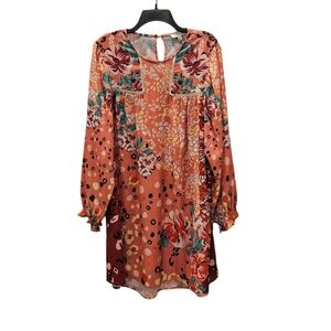 Umgee Floral Animal Print Crochet Boho Tunic Dress Sz XL